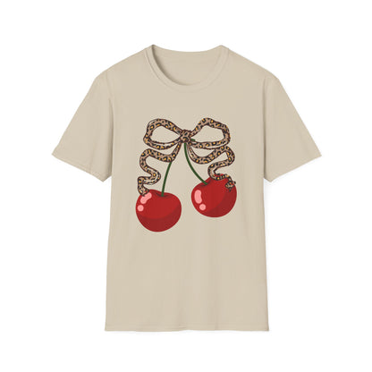 Cherries leopard print bow T-Shirt