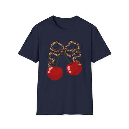 Cherries leopard print bow T-Shirt