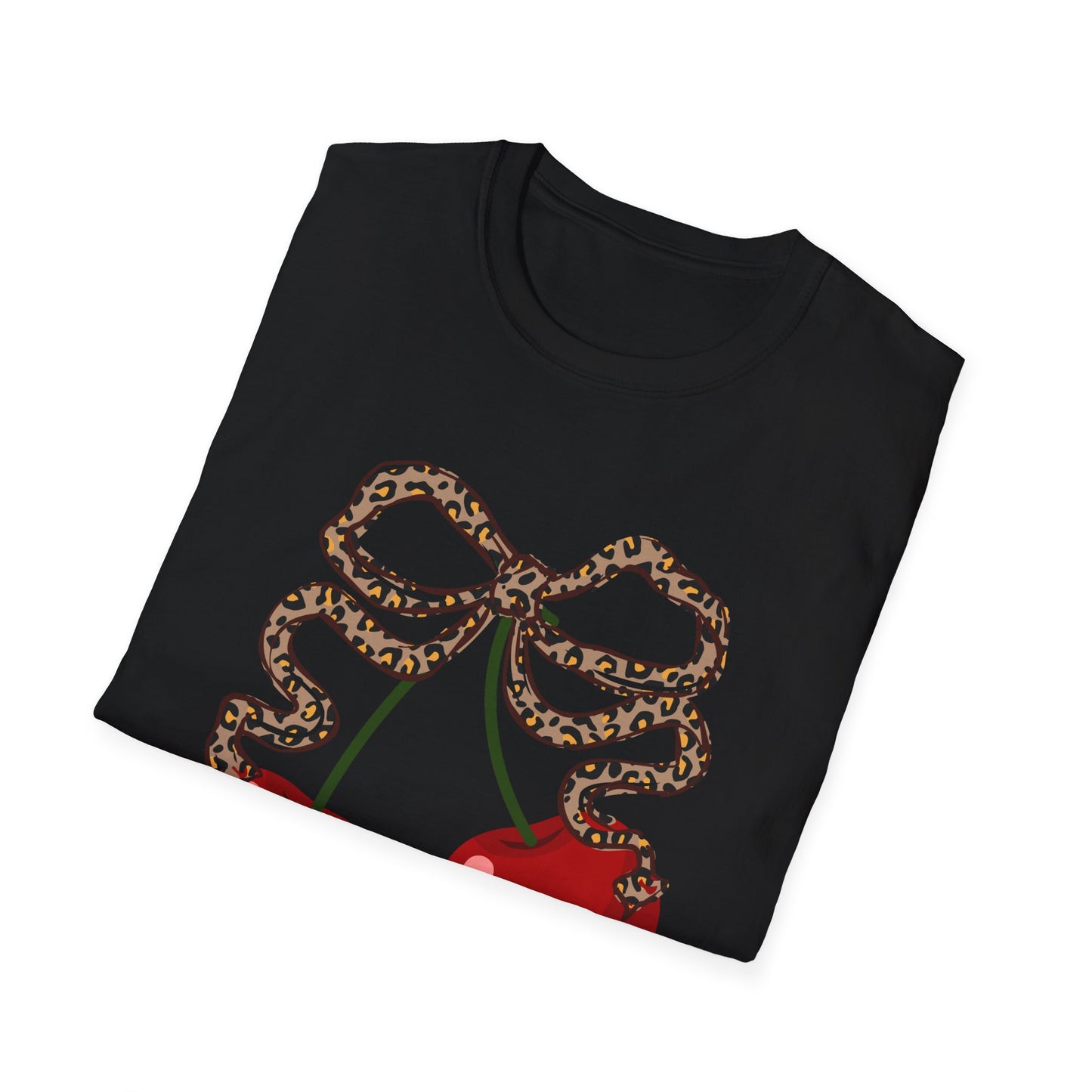 Cherries leopard print bow T-Shirt