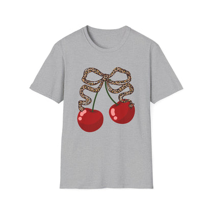 Cherries leopard print bow T-Shirt